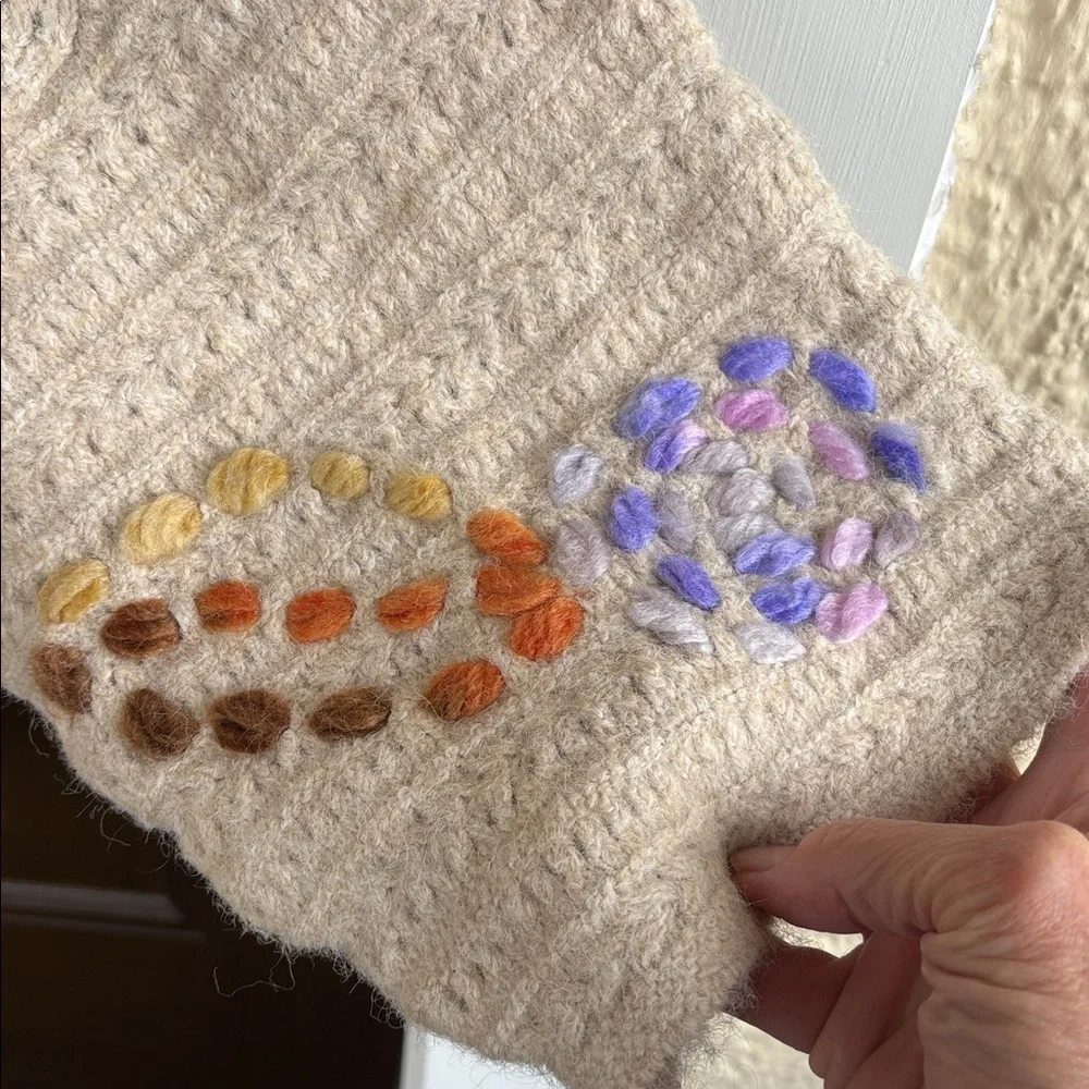 NWT John Mark Wool Blend Embroidered 3/4 Sleeve Mock Neck Sweater 1X Retail $110 - Picture 9 of 13